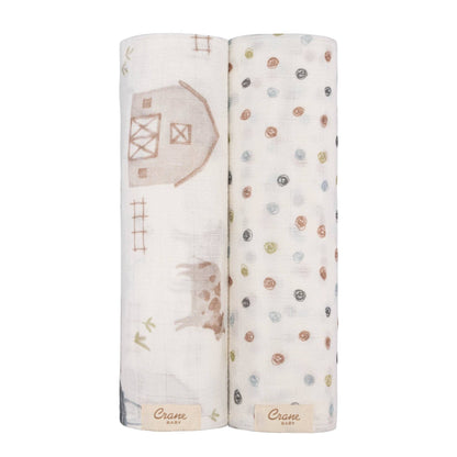 Charlie 2-pc. Farmhouse Tractor/Dot Swaddle Set