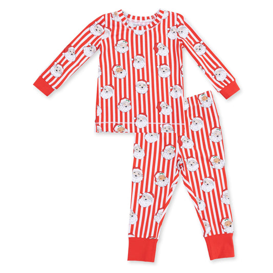 Angel Dear Vintage Santa Stripe long sleeve loungewear set with striped Santa print top and pants