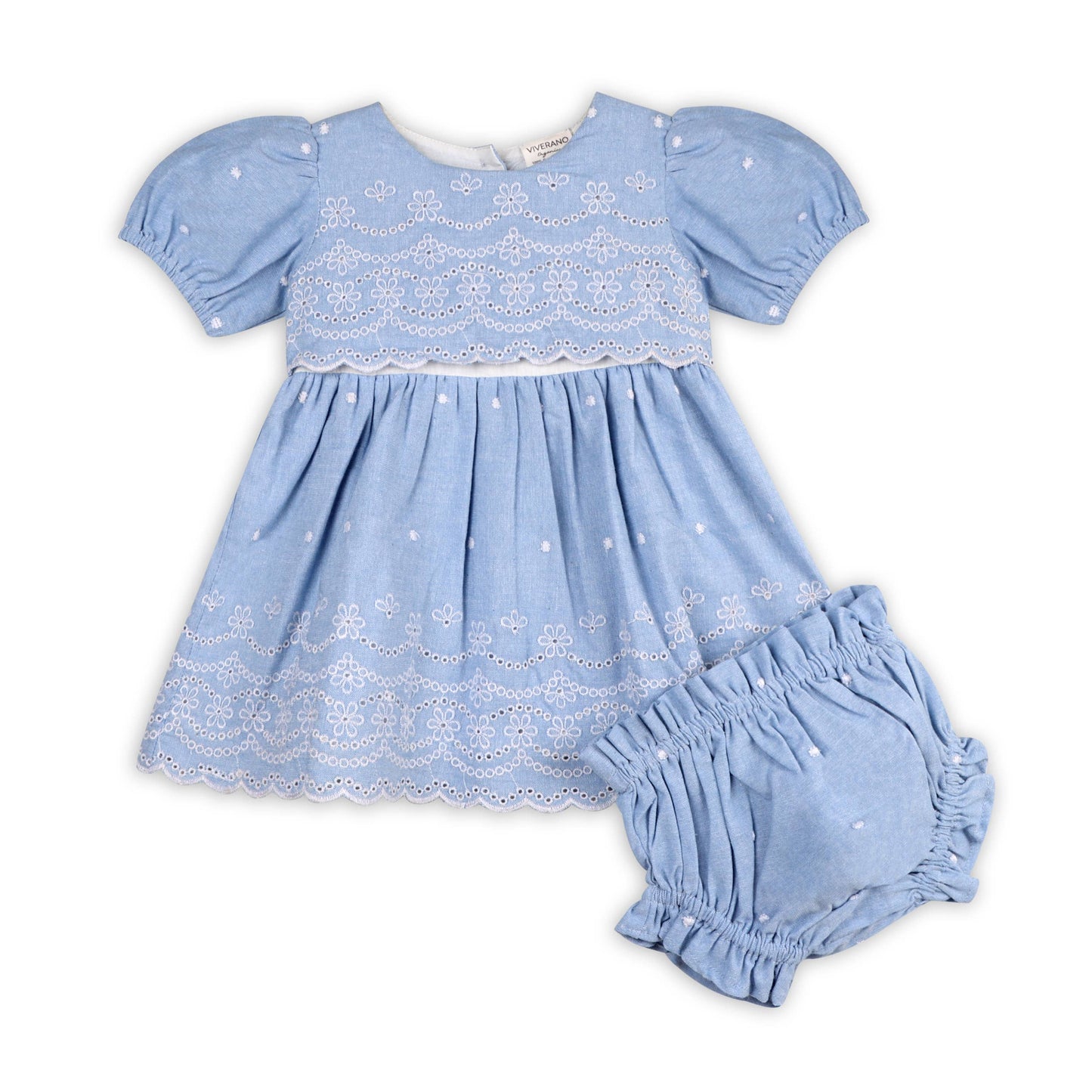 Isla Chambray Baby Dress + Bloomer