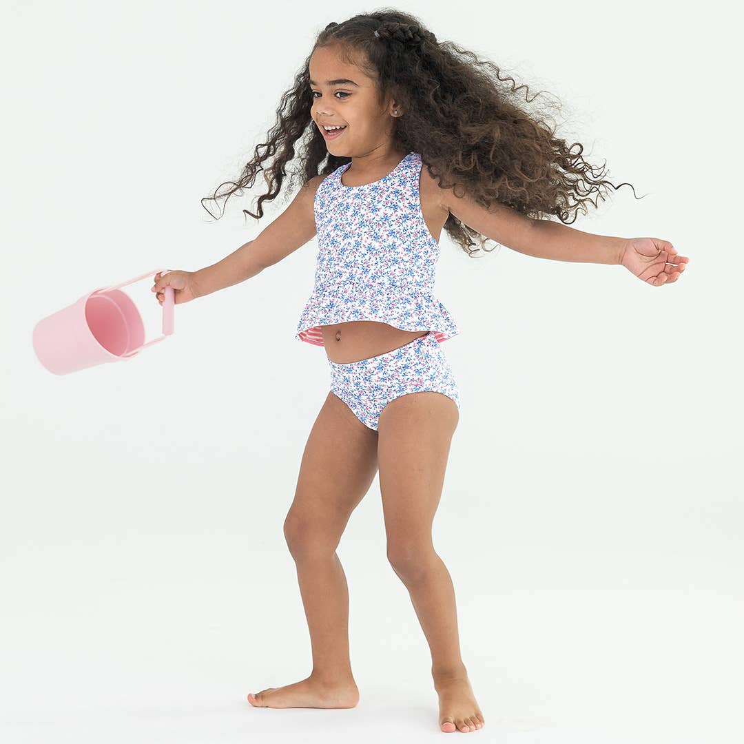 Cottage Tea Time Reversible Peplum Tankini