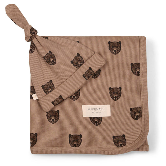 Organic Swaddle Blanket & Hat - Wild Bear