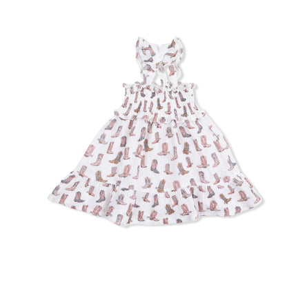 Cowgirl Boots Smocked Ruffle Sundress & Bloomer