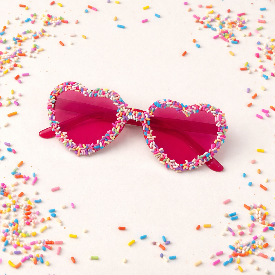 Heart Sprinkle Sunglasses - Hot Pink