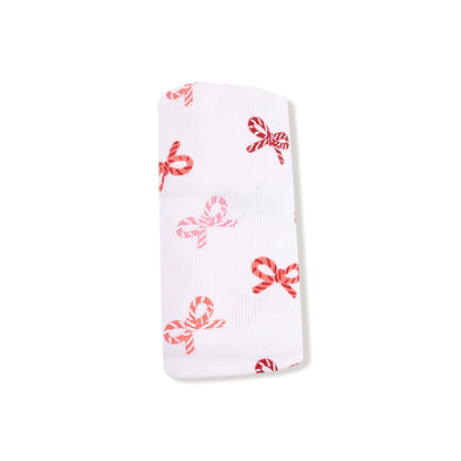 Candy Cane Bows Swaddle Blanket
