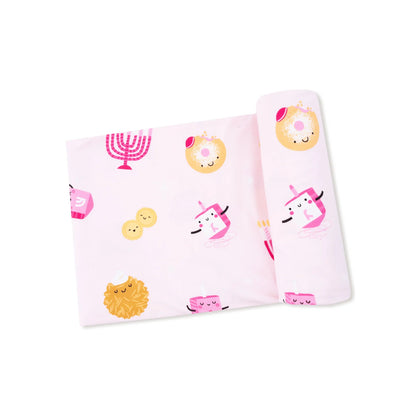 Hanukkah - Pink - Bamboo Swaddle Blanket