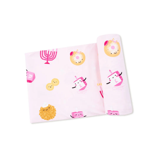 Hanukkah - Pink - Bamboo Swaddle Blanket