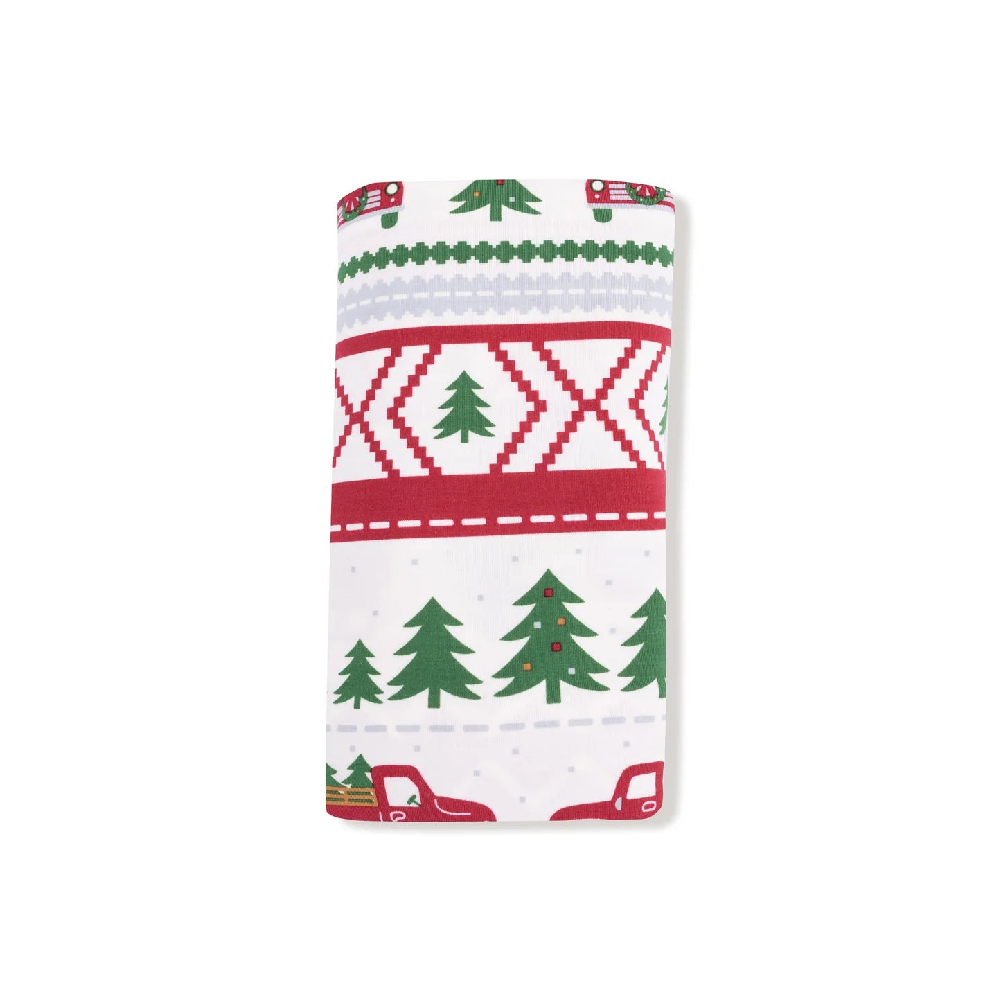 Red Truck Fair Isle Swaddle Blanket