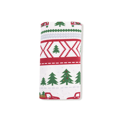 Red Truck Fair Isle Swaddle Blanket
