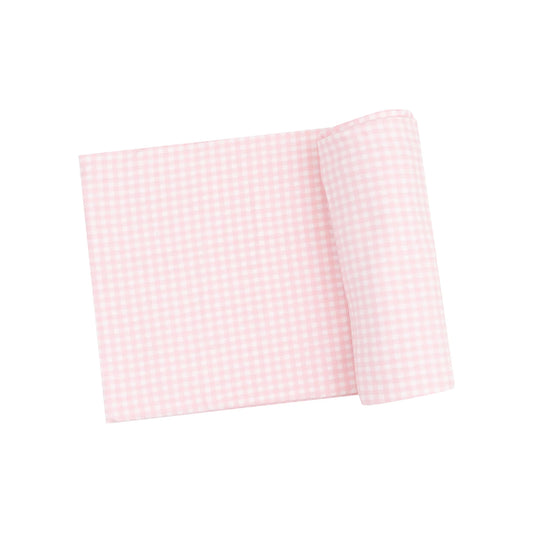 Mini Gingham Pink Bamboo Swaddle Blanket