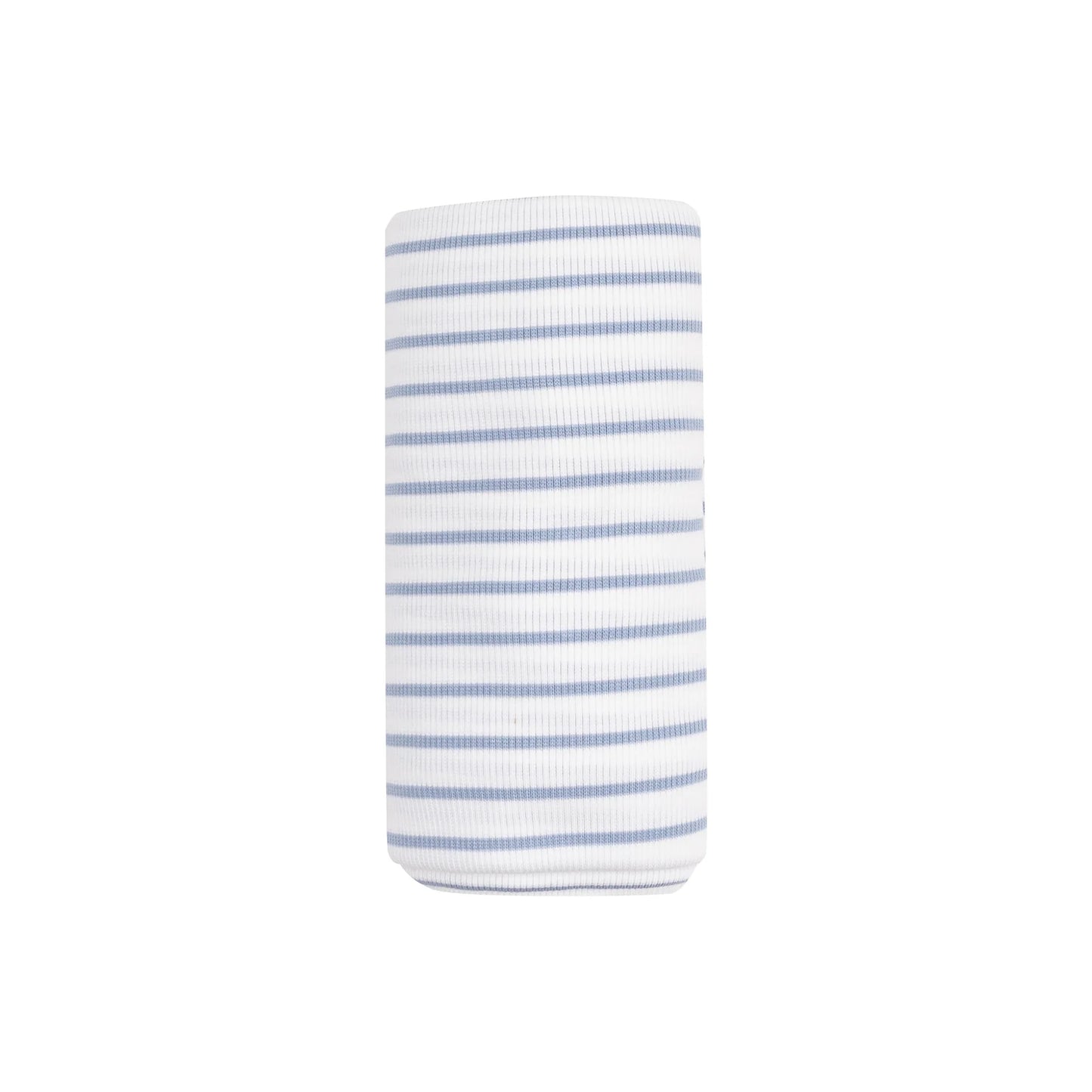 Ribbed Modal Swaddle Blanket - French Stripe Dusty Blue