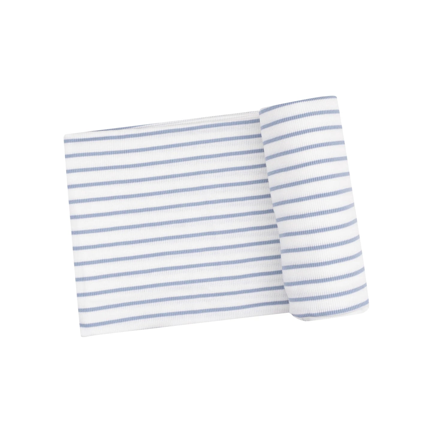 Ribbed Modal Swaddle Blanket - French Stripe Dusty Blue