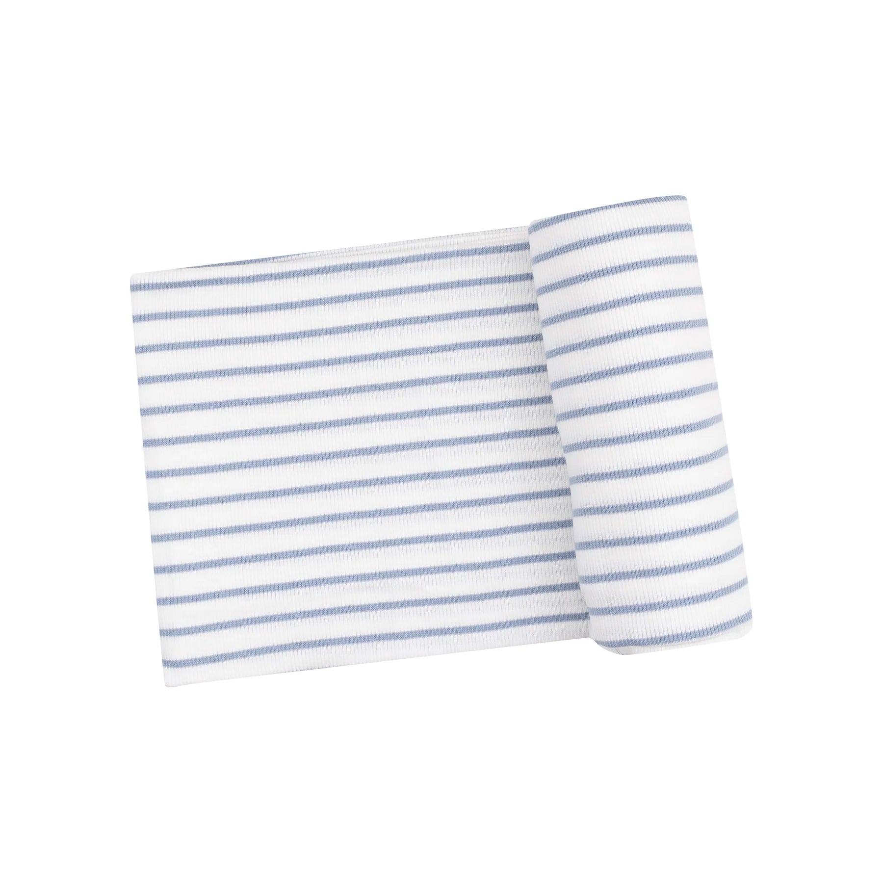 Ribbed Modal Swaddle Blanket - French Stripe Dusty Blue