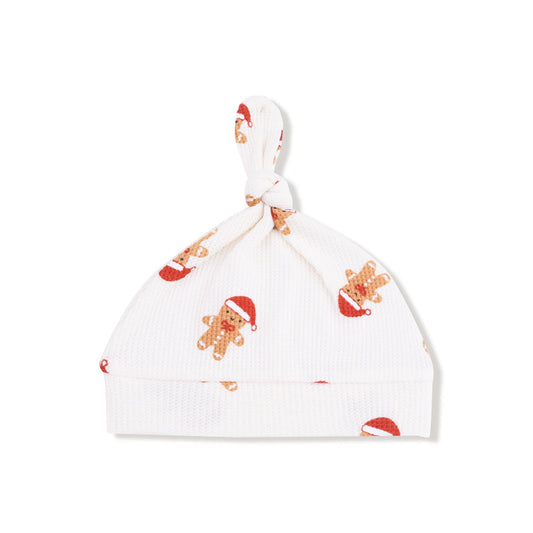 Gingerbread Waffle Knit Knotted Hat
