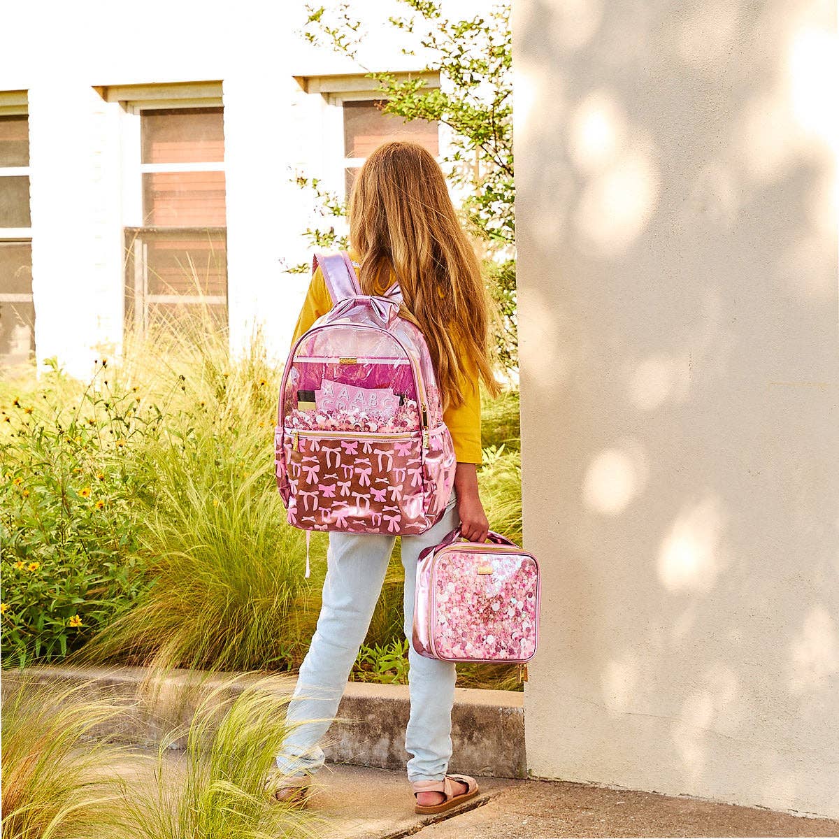 Pink Bow Confetti Insulated Lunch Box