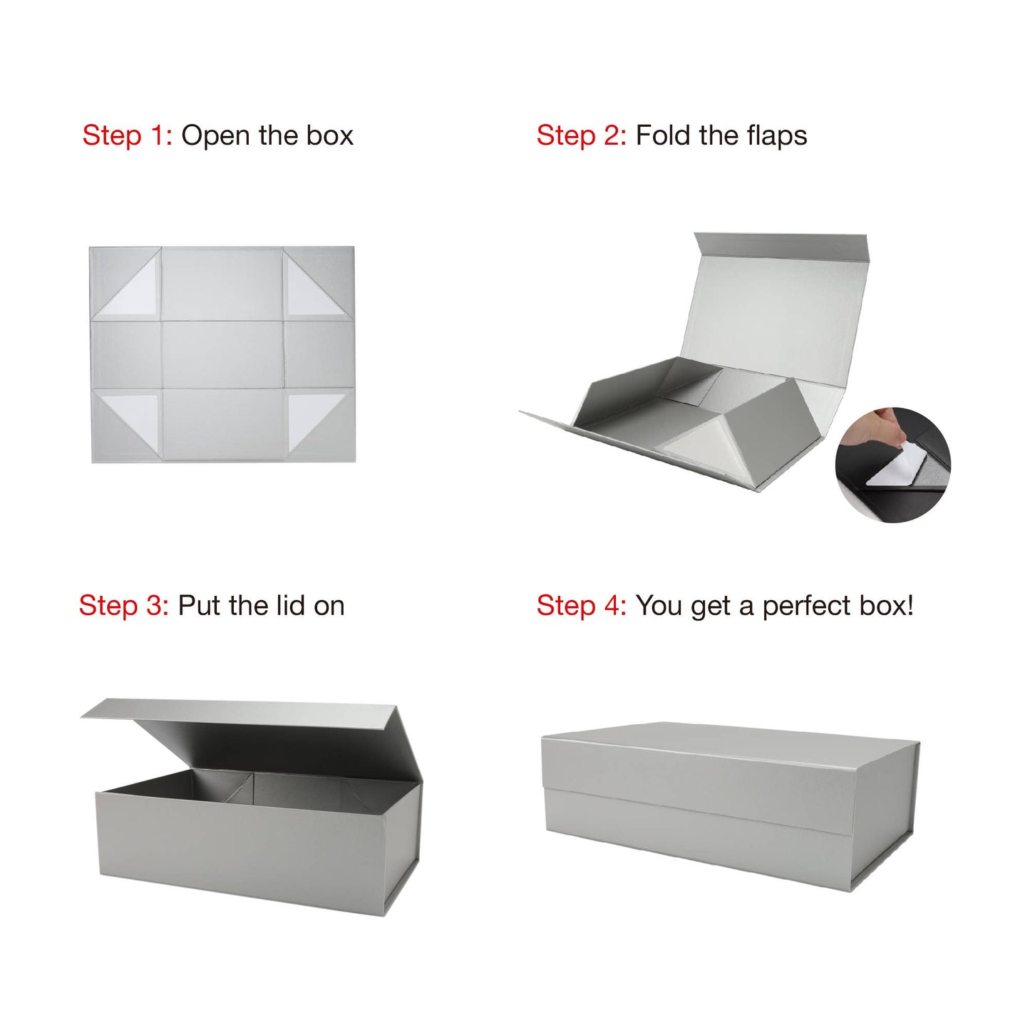 Collapsible Gift Box w/ Magnetic Square Flap (Large)