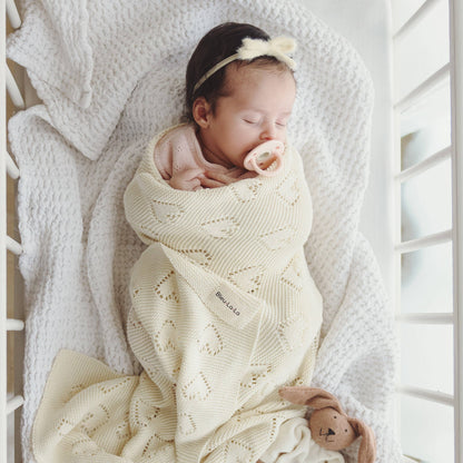 100% Luxury Cotton Swaddle Receiving Baby Blanket - Heart