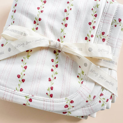 Strawberry Stripe Organic Cotton Hooded Baby Towel