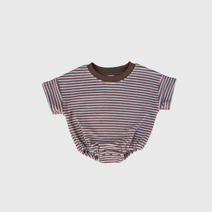 Terry T-Shirt Romper | Cola Stripe