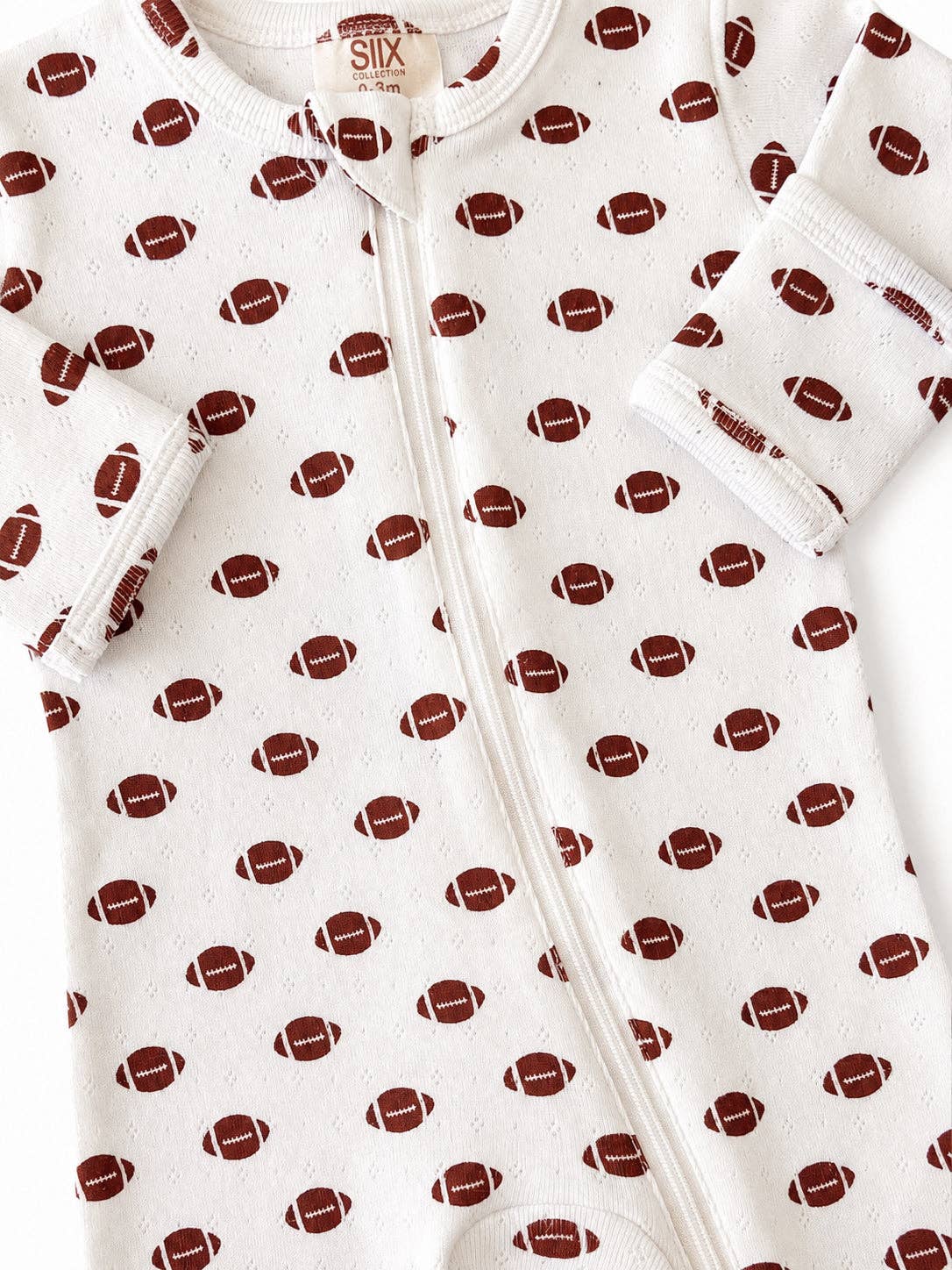 Football print organic pointelle footie - view 5