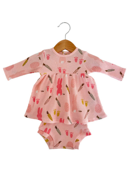 Organic Waffle Simple Dress & Bloomer, Cottontail Pink