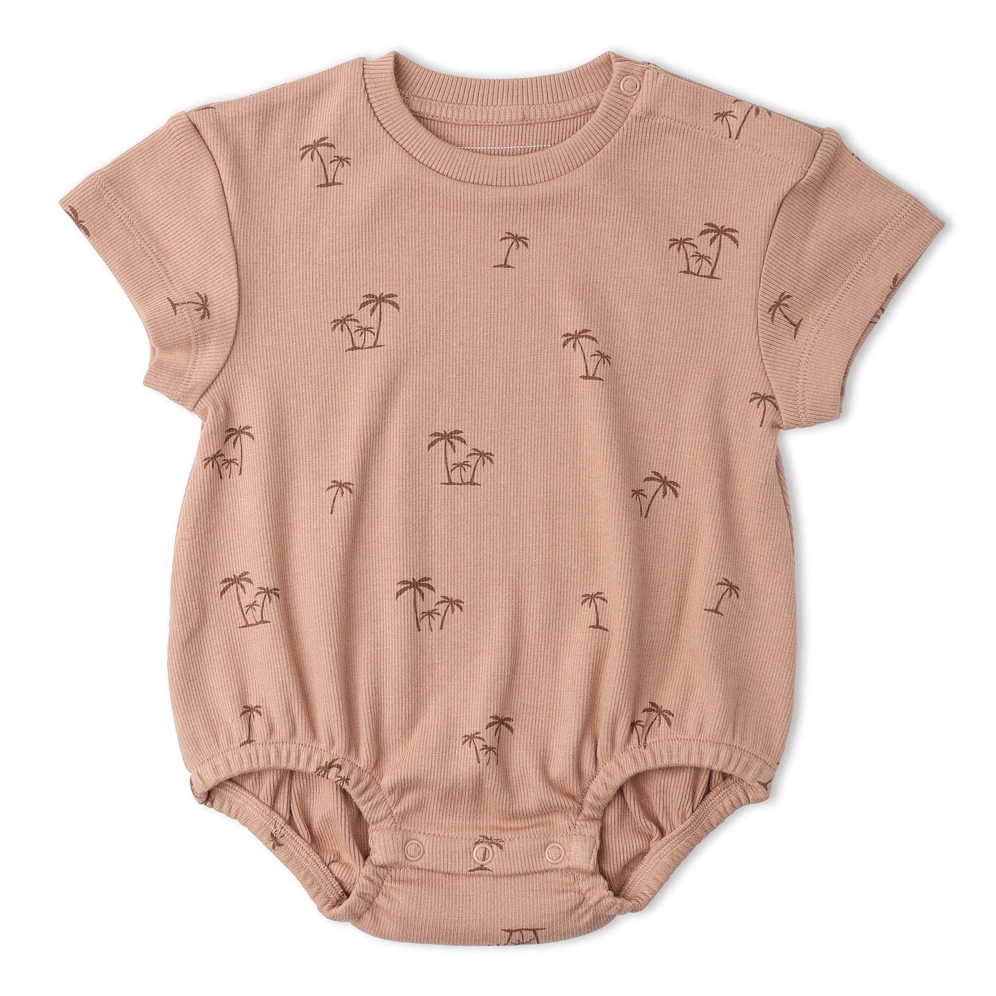 Organic Short Sleeve Bubble Romper - Island Palm