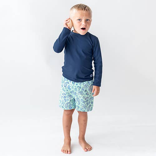 Sea Glass Paisley Swim Trunks