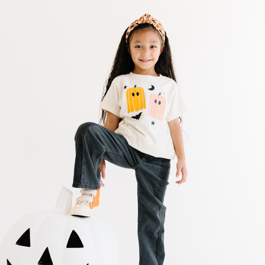 Cute Pumpkin Ghost Halloween Spooky Toddler and Youth Shirt