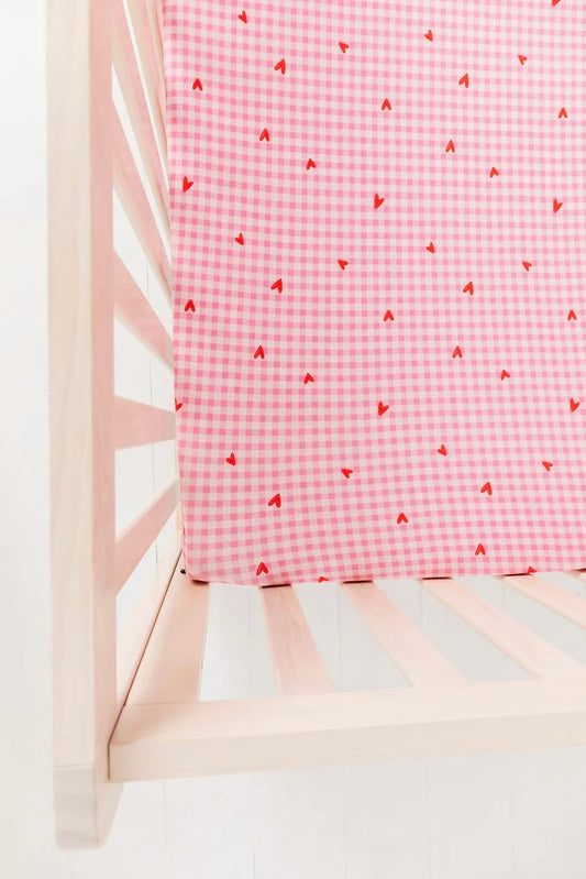 Be Mine Gingham Crib Sheet
