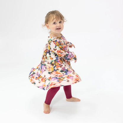 Autumn Rose - Smocked Ruffle Dress with Crochet Trim and Ribbed Legging