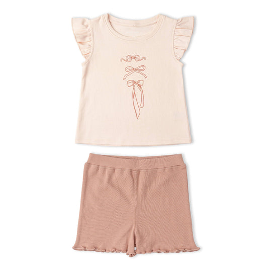 Organic Sleeveless Flutter Top & Shorts Set - Bows