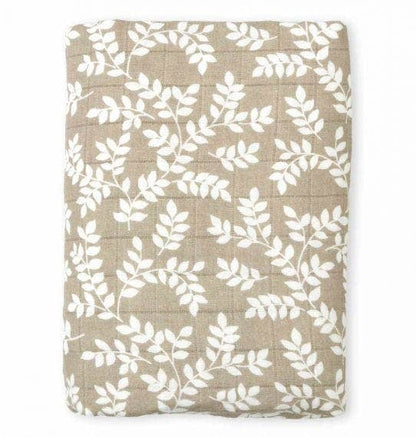 Swaddle/Muslin cloth XL: leaves - taupe