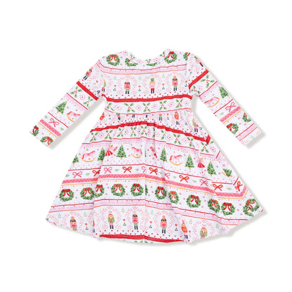 Sugar Plum Fairy + Nutcracker Fair Isle Pink Twirly Dress
