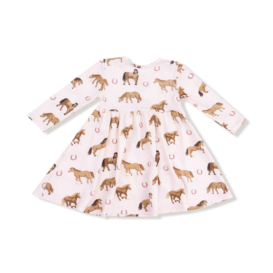 Horses Pink Twirly Dress