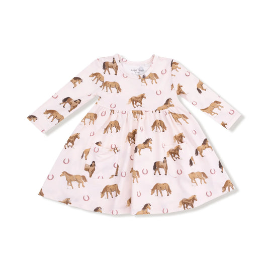 Horses Pink Twirly Dress