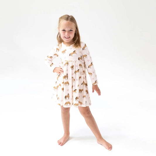 Horses Pink Twirly Dress