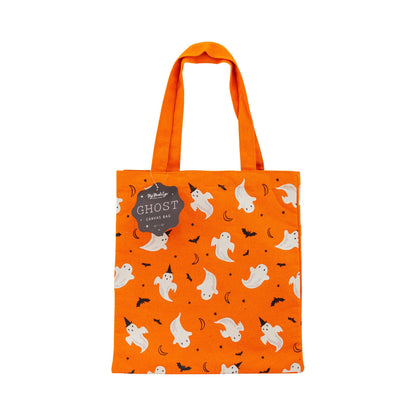 Orange Ghosts Trick or Treat Canvas Bag