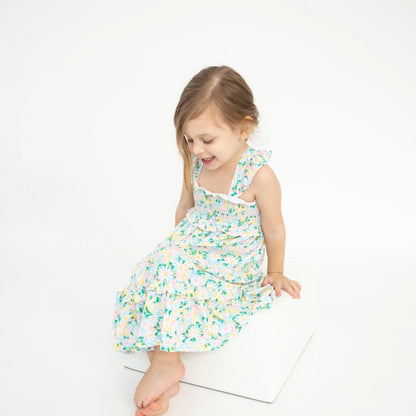 Smocked Ruffle Tiered Sundress, Color Fill Daisies