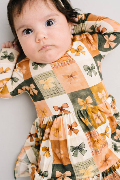 Bow Patchwork Bodysuit Bamboo Dress