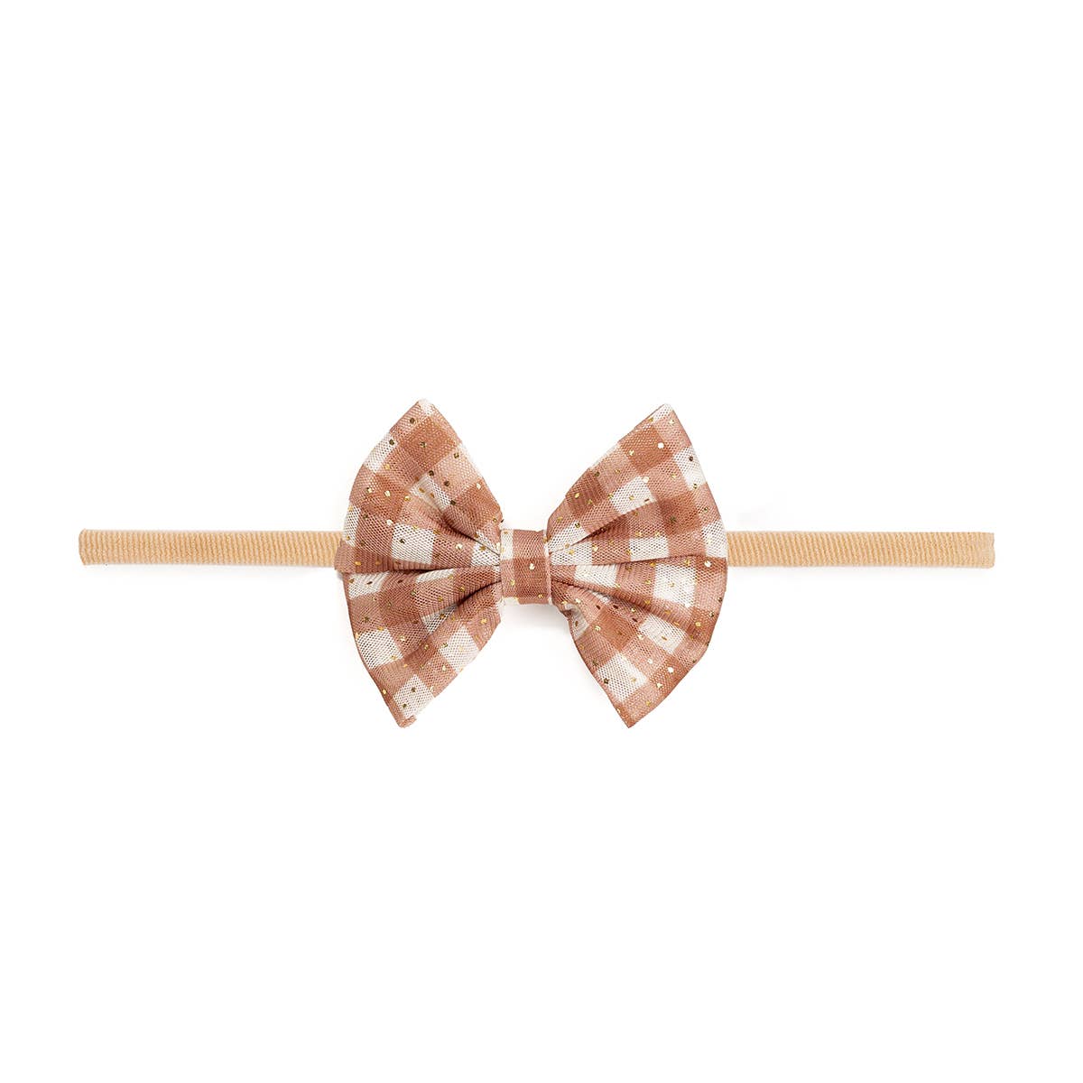 Gingham Printed Tulle Bow Baby Headband