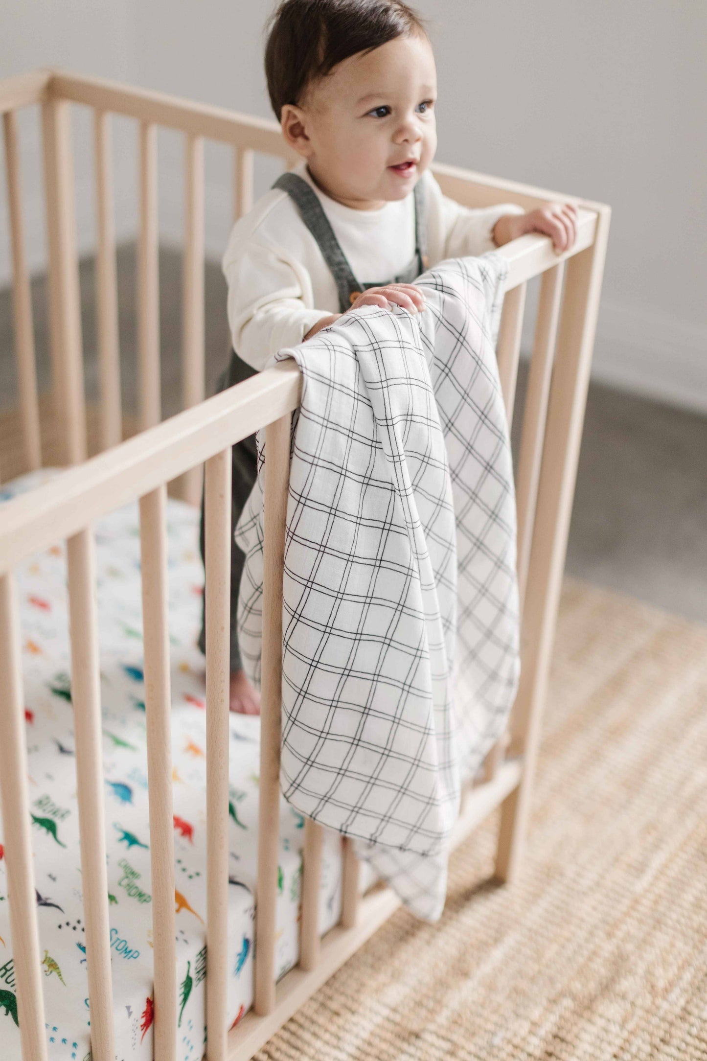 Black & White Grid Muslin Single Swaddle