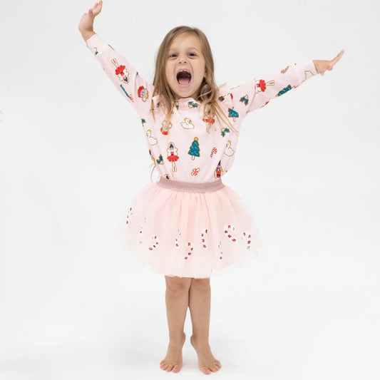 Sugar Plum Fairy Christmas Cookie Pink Ruffle Top