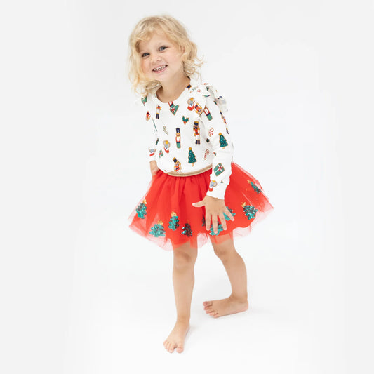 Nutcracker Christmas Cookies Ruffle Top
