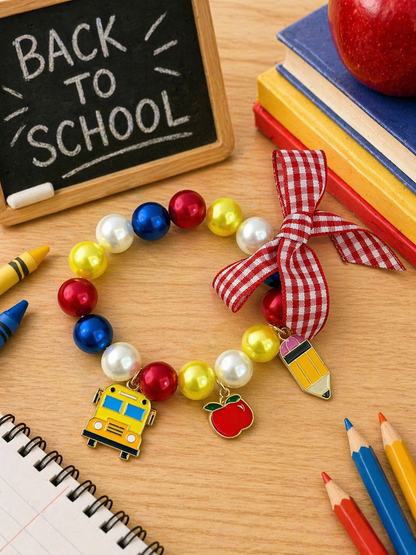 Wheels On The Bus Beaded Stretch Bracelet
