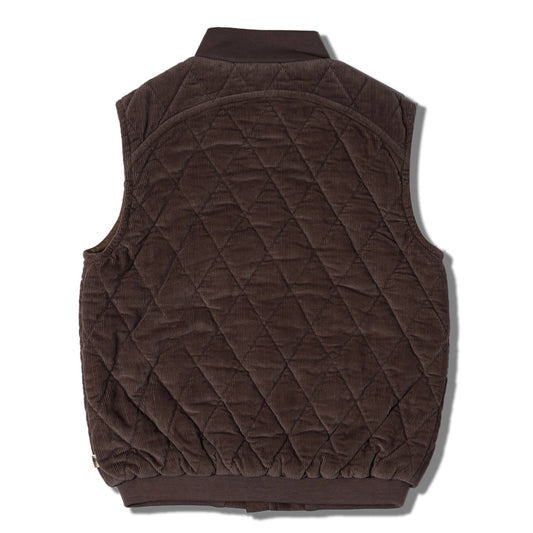 Organic Sleeveless Quilted Corduroy Jacket - Dark Brown