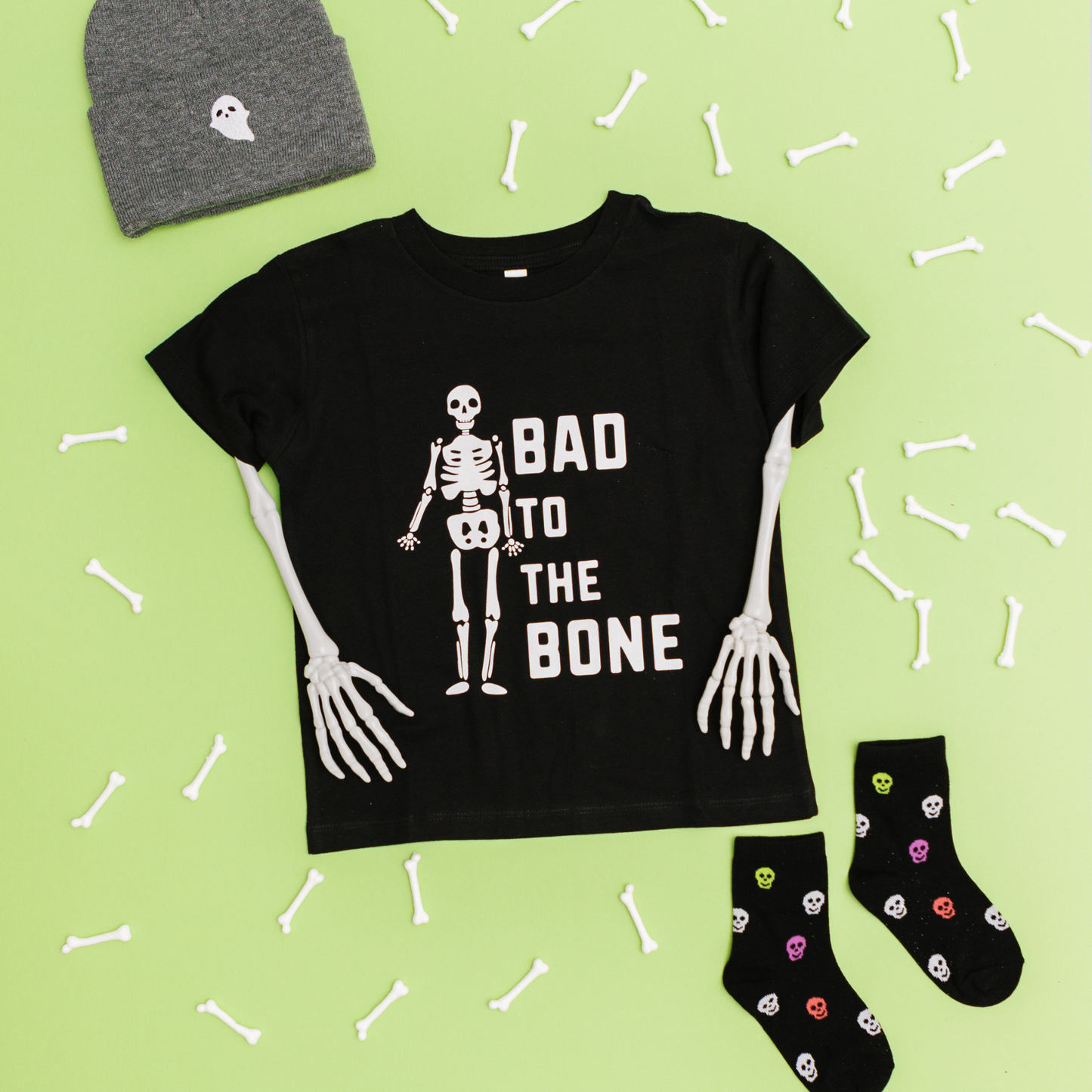 Bad to the Bone Halloween Toddler and Youth Shirt