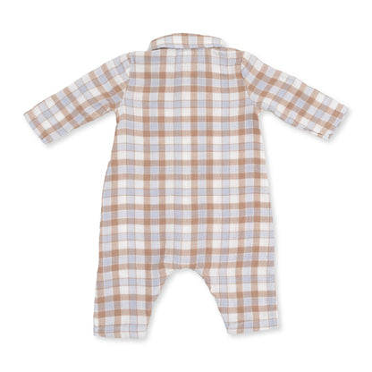 Western Plaid - Long Sleeve Polo Button Down Romper, view 3