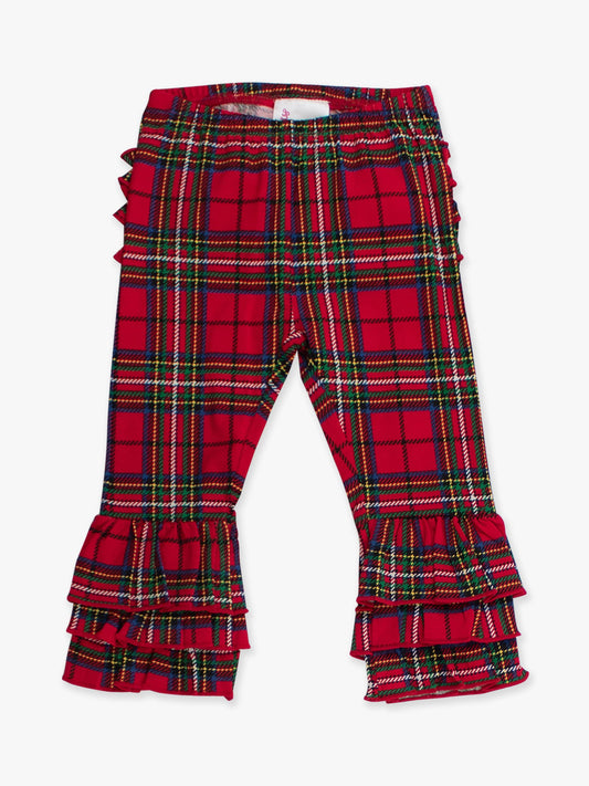 Baby Girls Red Nicholas Plaid Ruffle Flare Pants