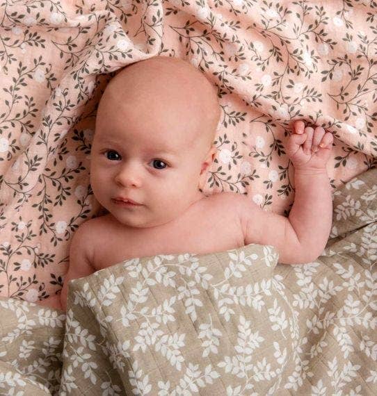 Dusty Pink Blossoms Swaddles/Muslin Cloth Set