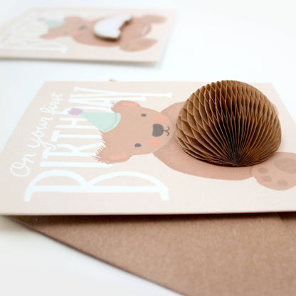 Pop-up Card - Teddy Bear - First Birthday