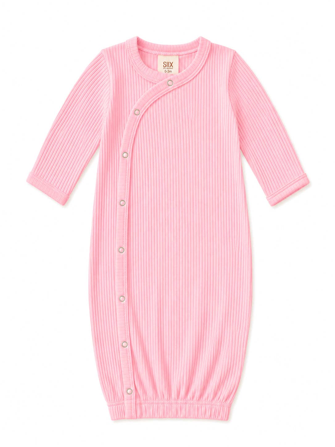 Pink ribbed knotted baby gown - view 2